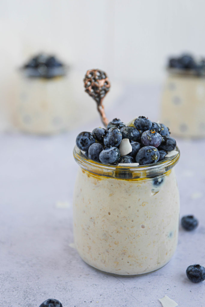 Blueberry Overnight Oats with Yogurt - Spoonful of Kindness