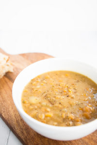 bowl of vegan split pea soup