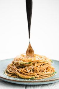 Vegan Spaghetti Carbonara with Zucchini