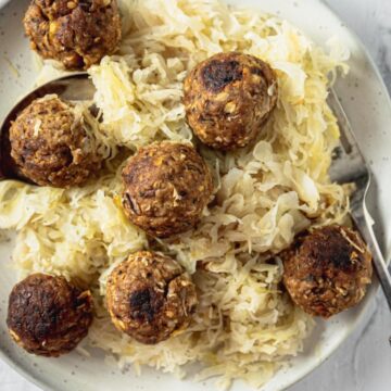 Meatless Meatballs with Sauerkraut